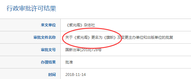 2019年《紫光阁》正式更名为《旗帜》