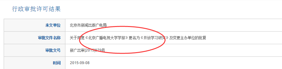 《北京广播电视大学学报》于2016年1月更名为《开放学习研究》