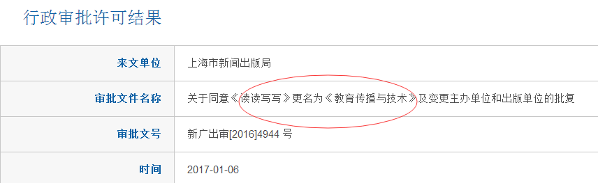 《读读写写》于2017年更名为《教育传播与技术》
